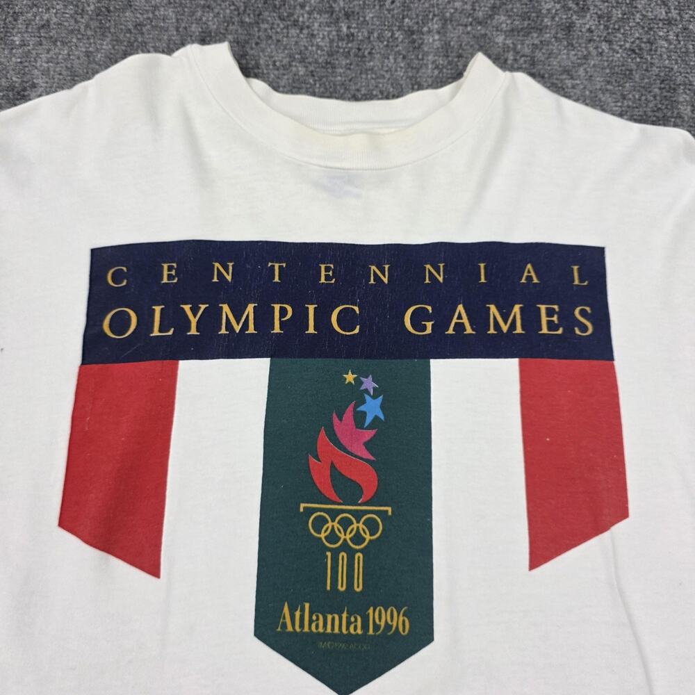 Vintage Atlanta 1996 Olympic Games Shirt Mens Large White Hanes Long Sleeve - Picture 7 of 16